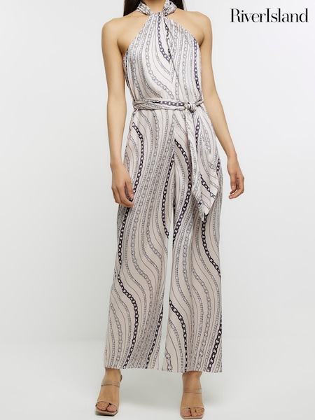 River Island Chain Print Halter Jumpsuit (397560) | €15