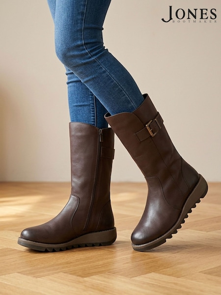 بني - Jones Bootmaker Edita2 Leather Long Boots