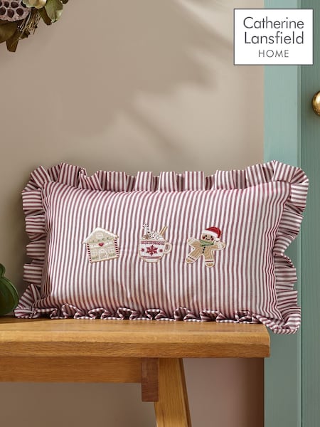 Catherine Lansfield Christmas Gingerbread Stripe Cushion