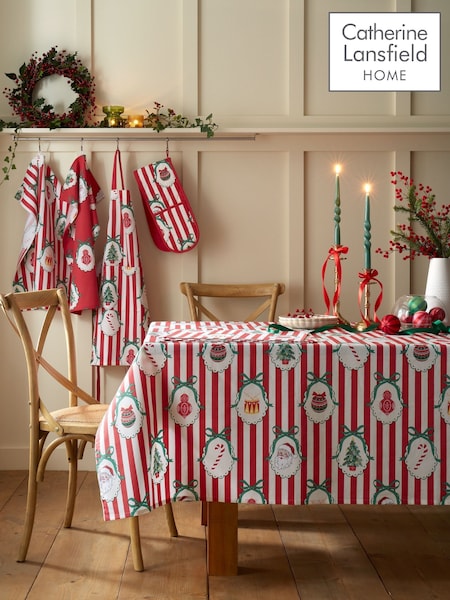 Catherine Lansfield Christmas Vintage Stripe Table Cloth