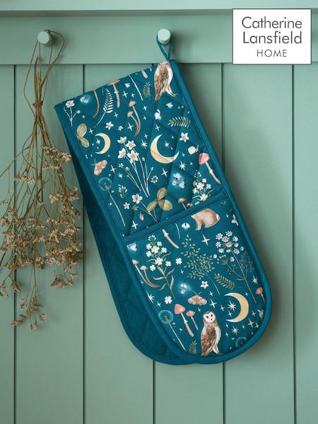 Catherine Lansfield Enchanted Twilight Animals Print Double Oven Gloves