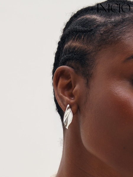Silver Tone - Inicio Statement Sculpted Earrings