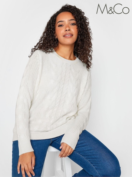Cream - Jumper de cablu M&Co (399193) | 103 LEI