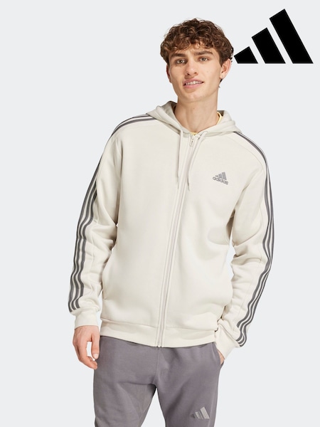 adidas Brown Essentials Fleece 3 Stripes Zip Up Hoodie (399288) | OMR13