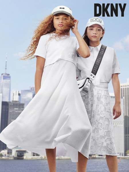DKNY Mesh Lace Overlay Mid Length White Skirt (399880) | €60 - €67