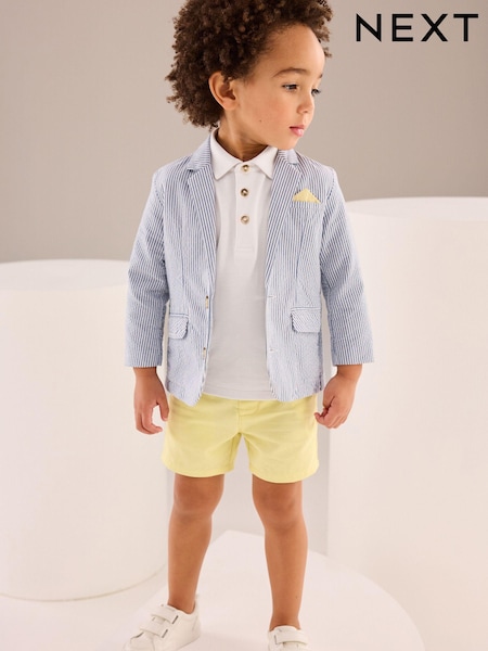 Ticking Stripe Blazer, Polo Shirt & Shorts Set (3mths-9yrs) (400882) | 149 QAR - 170 QAR