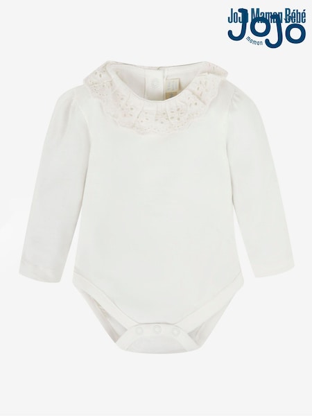 JoJo Maman Bébé Cream Broderie Frill Collar Body (401191) | €22