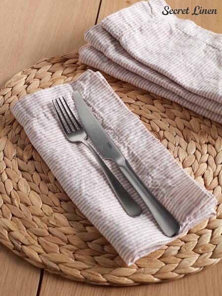 Secret Linen Store Sid Stripe 100% Linen Stripe Napkin