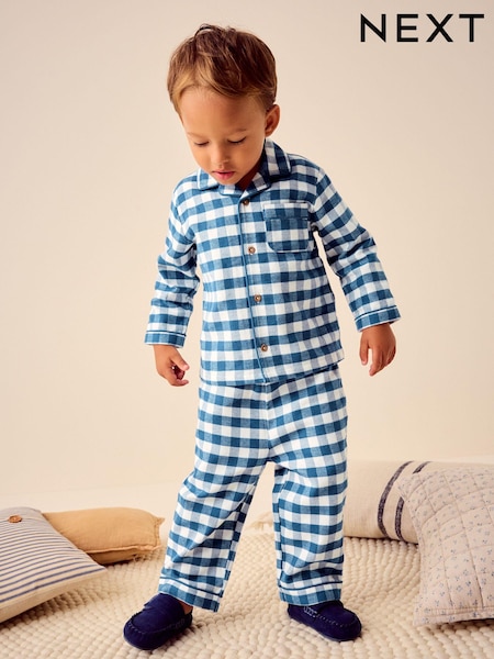 Blue/White Check Button Down Pyjamas (9mths-8yrs) (401581) | AED76 - AED91