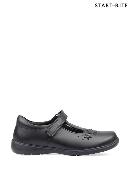 Start-Rite Star Jump Black Leather School Shoes F & G Fit (401666) | AED285