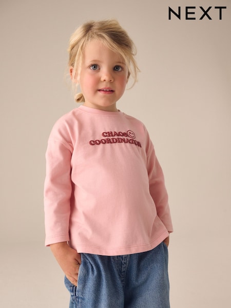 Pink - Long Sleeve Slogan Top (3mths-7yrs)