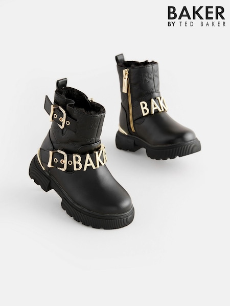 Baker by Ted Baker Girls Gold Buckled Black Boots (401793) | 58 €
