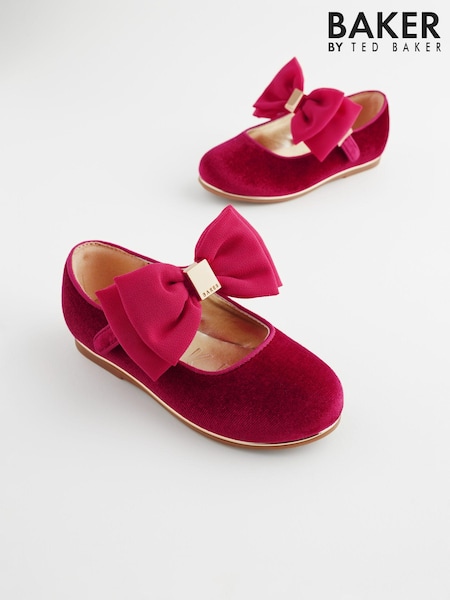Roșu - Pantofi de ocazie Mary Jane cu fundă pentru fete Baker by Ted Baker (401928) | 150 LEI