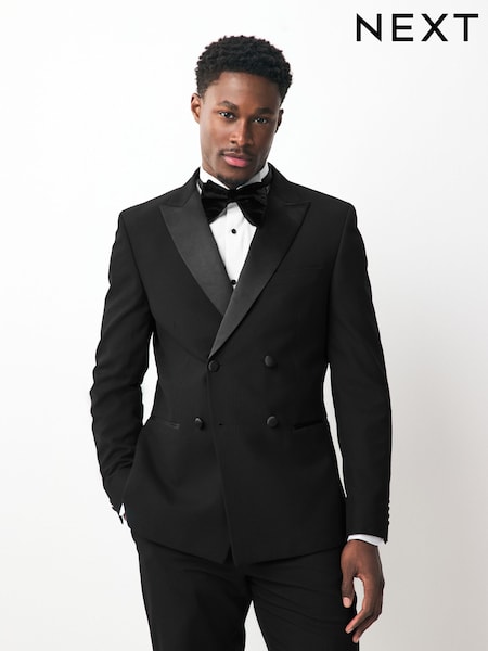 Black Slim Fit Tuxedo Suit (402168) | AED280