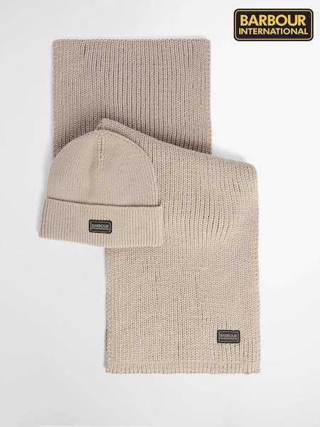 אפור - Regular Barbour International Sweeper Legacy Beanie Scarf Gift Set