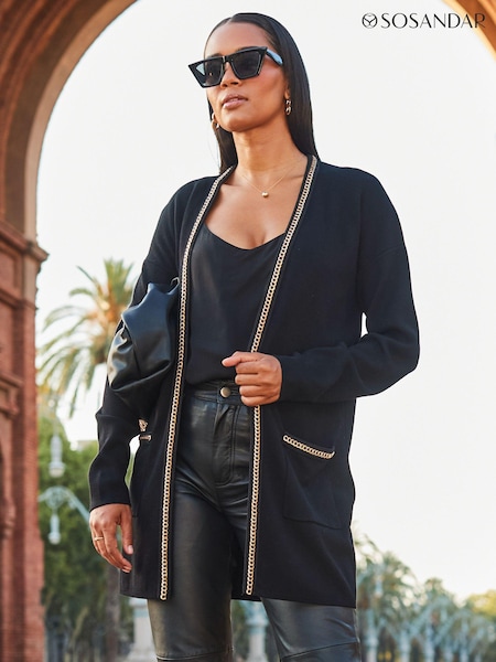 Sosandar Longline Chain Trim Cardigan (402411) | € 60