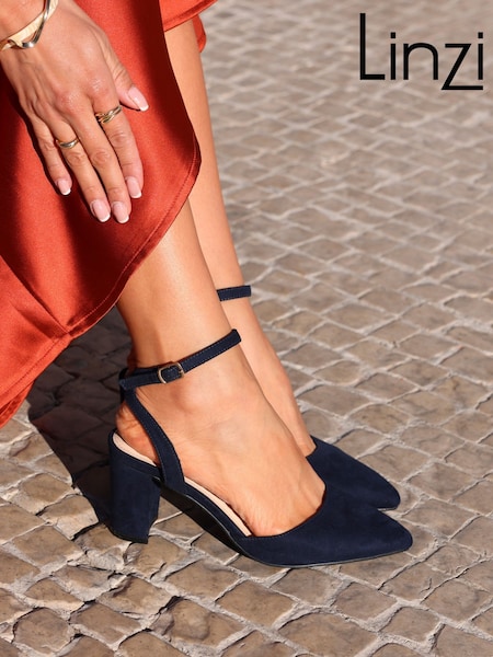 Linzi Blue Larsa Wide Fit Pointed Toe Court Shoes (402752) | 188 QAR