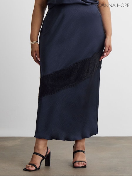 Blue - Joanna Hope Lace Trim Satin Skirt