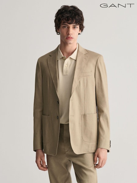 Braun - Gant Schmal geschnittener Blazer aus Baumwolle und Leinen (403227) | 268 €