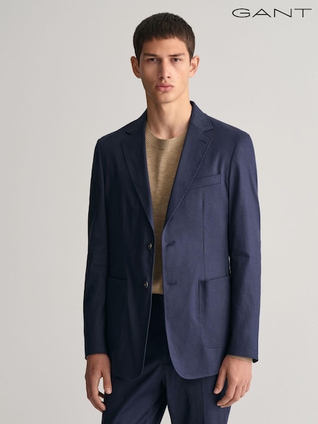Blau - Gant Schmal geschnittener Blazer aus Baumwolle und Leinen (403233) | 268 €
