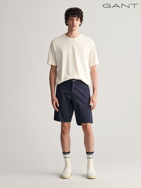 GANT Blue Relaxed Organic Cotton Blend Twill Shorts (403433) | €59