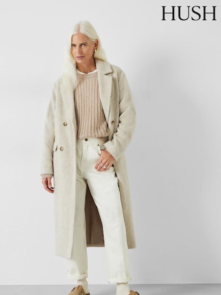 Hush Cream Scout Double Breasted 100% Cotton Coat (403892) | kr4 269