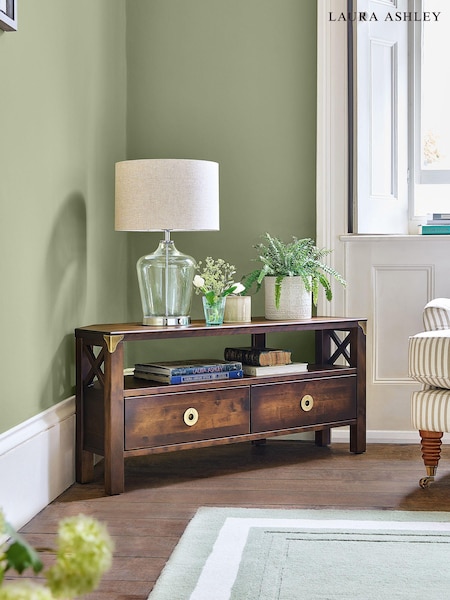 Laura Ashley Dark Chestnut Balmoral 2 Drawer Corner TV Stand (404013) | €757
