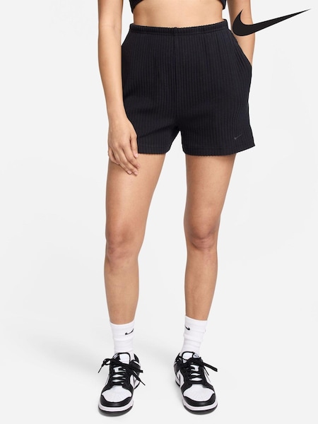 Nike Black 100% Cotton Chill Knit Ribbed 3-Inch Shorts (404081) | €26
