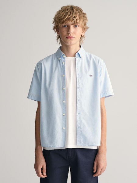 GANT Blue Boys Oxford Short Sleeve 100% Cotton Shirt (404164) | €34
