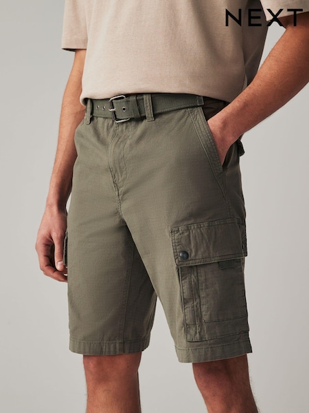 Khaki Green Belted Cargo Shorts (404366) | €8