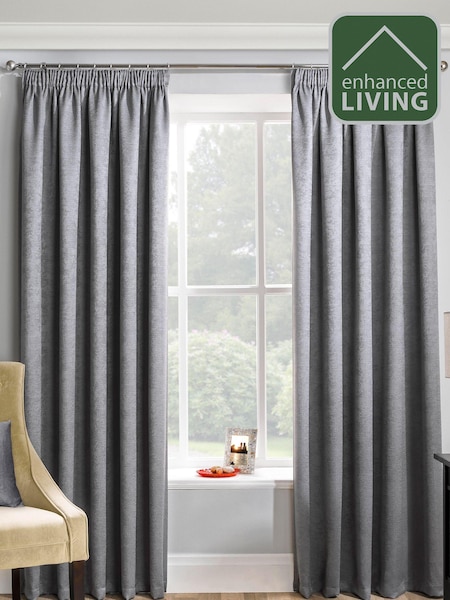 Enhanced Living Grey Matrix Ready Made Blackout Pencil Pleat Curtains (404369) | 19.50 BD - 42 BD