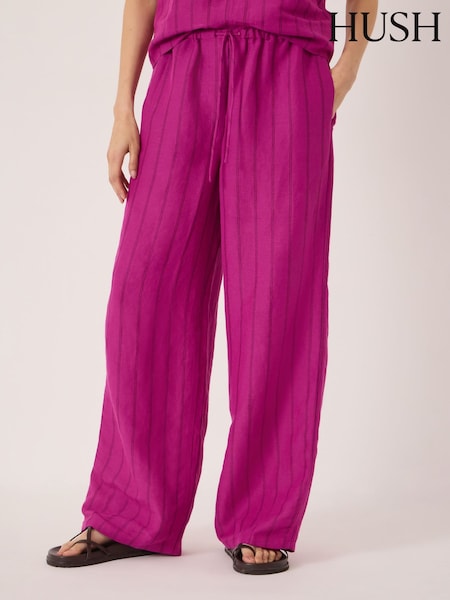 Pink - Hush Aderyn Stripe Linen Blend Trousers