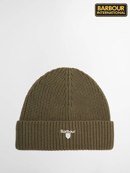 Green - Regular Barbour International Cascade Knitted Beanie Hat