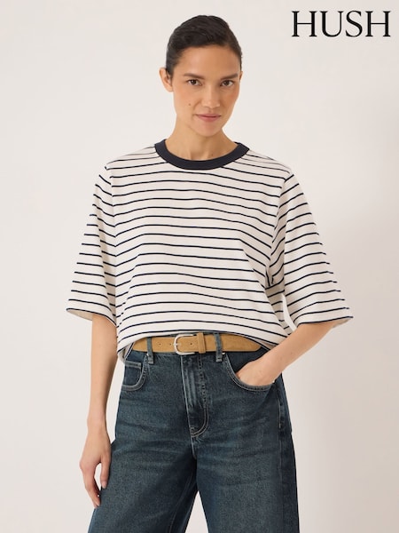 Blue - Hush Romina Cotton Stripe T-shirt