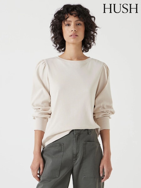 Cream - Hush Emily Puff Sleeve Jersey Top