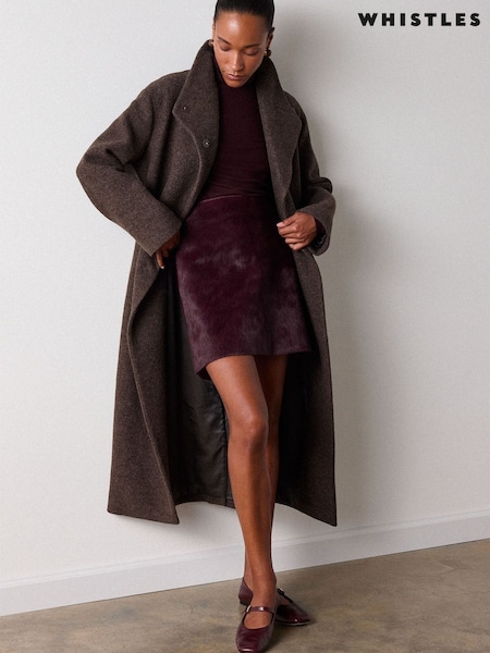 Brun - Whistles Petite Morgan Wool Funnel Wrap Coat