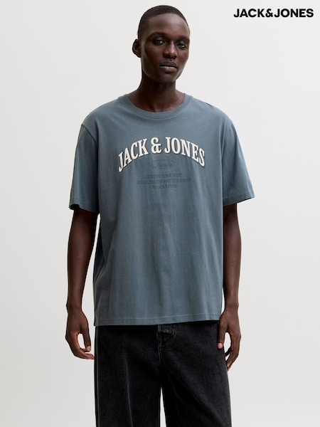 Blue - Regular Jack & Jones Logo Regular Fit T-shirt