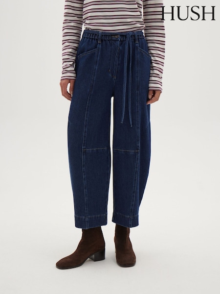 Blau - Hush Sable supersofte Jeans mit Barrel-Hosenbein