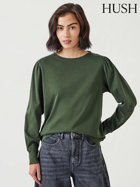 Green - Hush Emily Puff Sleeve Jersey Top