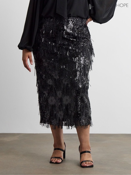 Black - Joanna Hope Tassle Midi Skirt