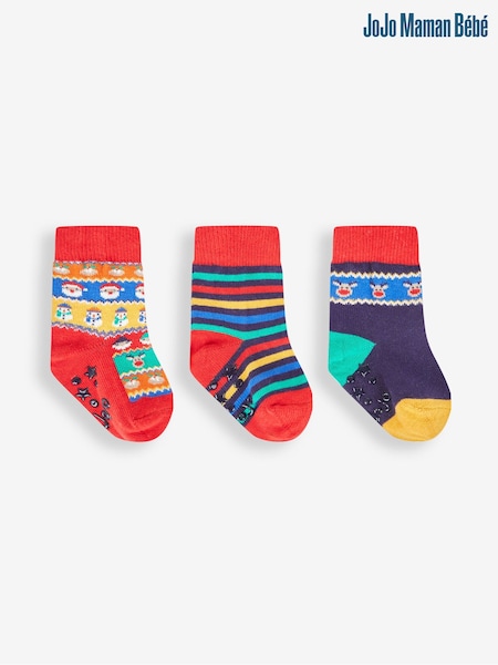 JoJo Maman Bébé Christmas Fair Isle Pattern Socks 3 Pack (405369) | 15 €