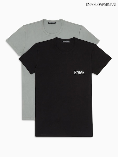 Emporio Armani Bodywear Black/Grey T-Shirts 2 Pack (405431) | €35