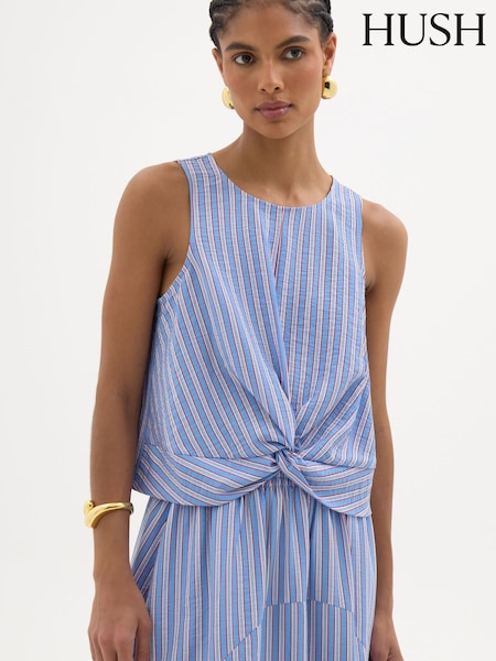 Blue - Hush Stripe Maggie Twist Front Top