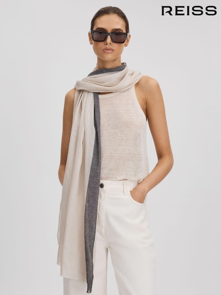 Svart - Reiss Beatrix Modal-linen Striped Scarf (405744) | kr1 850