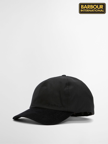 Black - Regular Barbour International Ashby Wax Cap