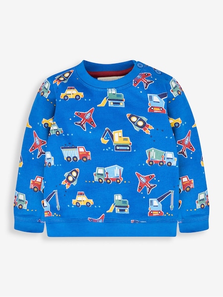 JoJo Maman Bébé Blue Transport Printed Sweatshirt (406894) | €35