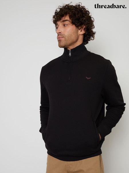 Threadbare Black Quarter Zip Neck Sweatshirt (406981) | R$ 255