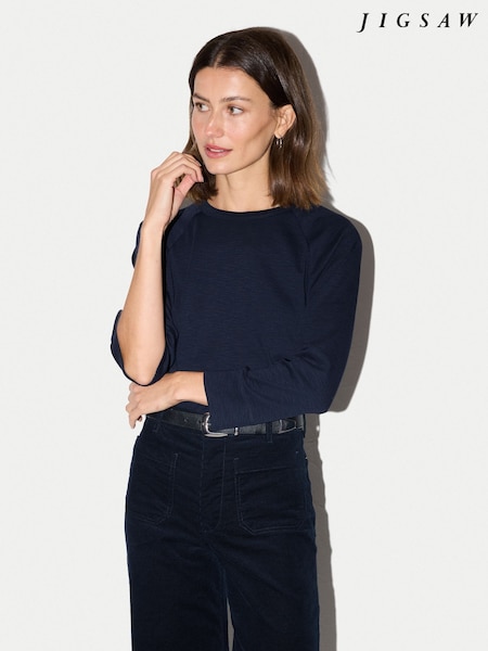 Blue - Jigsaw Cotton Luxe Raglan T-shirt