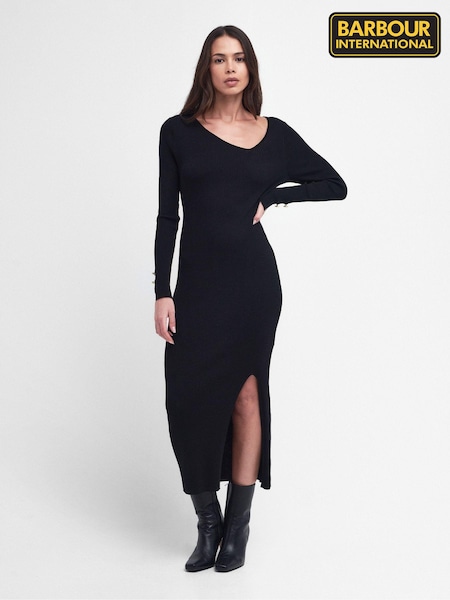 Barbour® International Piquet Knitted Black Midi Dress (407087) | €61