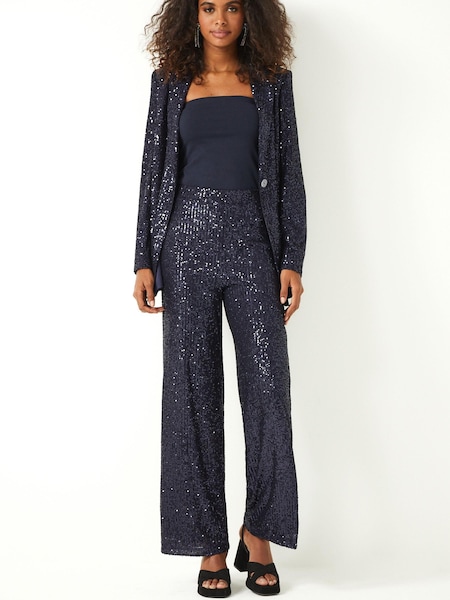 Navy Blue Sequin Wide Leg Trousers (407135) | €15